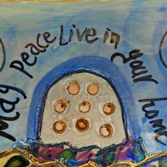 Blue Sky Clayworks Heather Goldminc PEACE 2001 Candle House w/Base Hand Painted - Picture 7 of 9